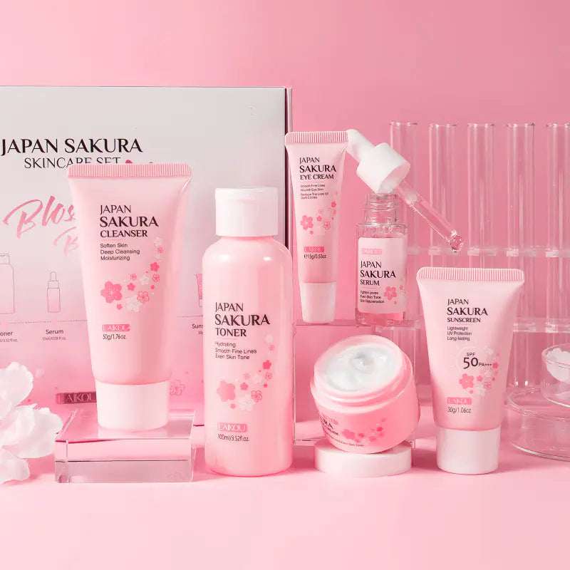 Set de Seis Piezas de Cuidado de la Piel de Flor de Cerezo