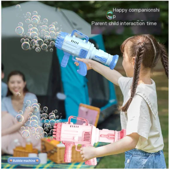 Pistola de Burbujas Eléctrica de 32 Agujeros para Juegos Infantiles y Eventos