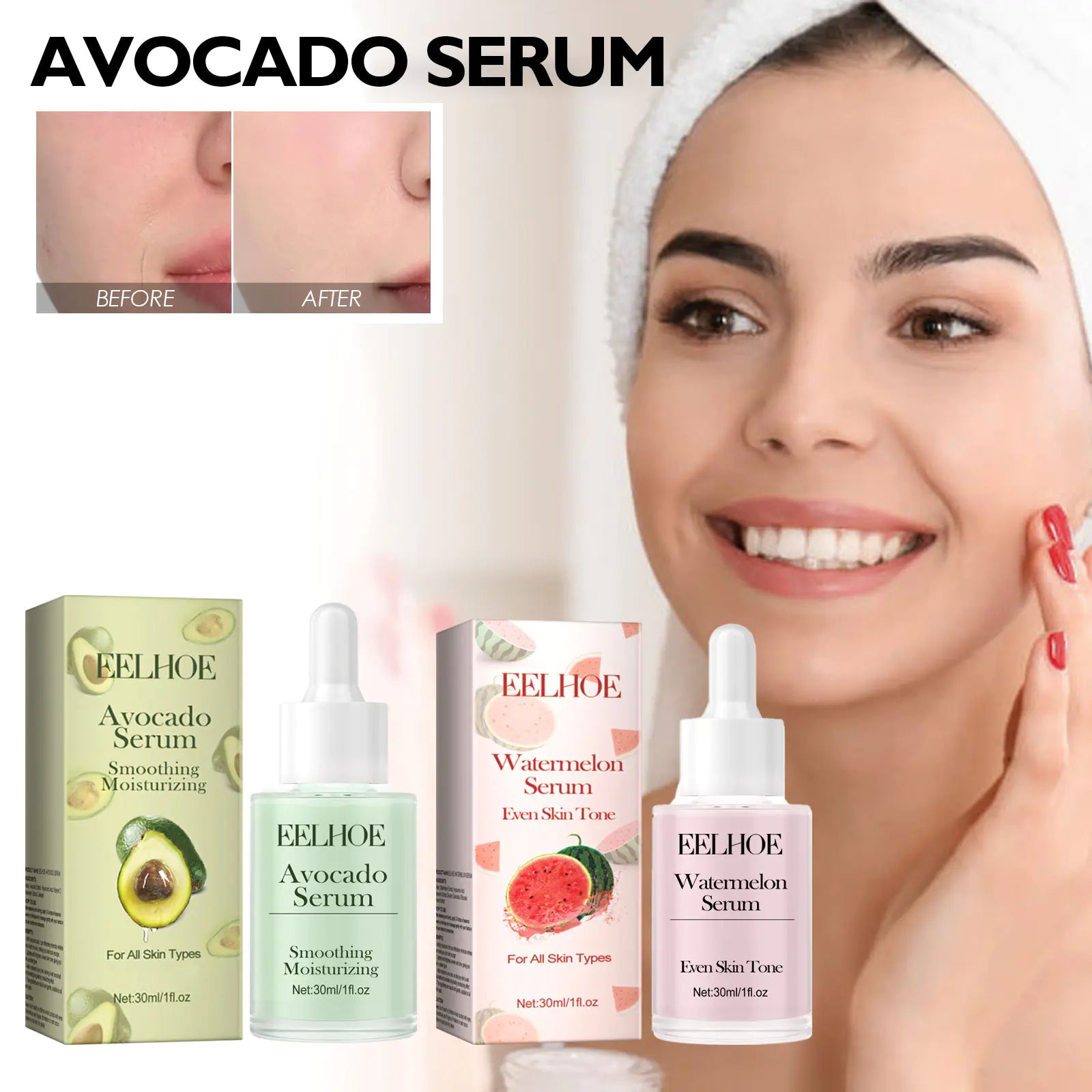 Esencia Facial de Aguacate y Sandía EELHOE para el Cuidado de la Piel