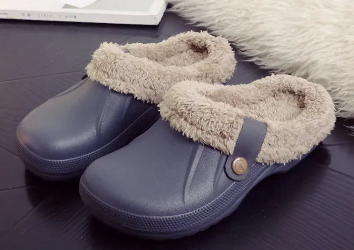 Pantuflas de algodón impermeables para mujer con plataforma de invierno