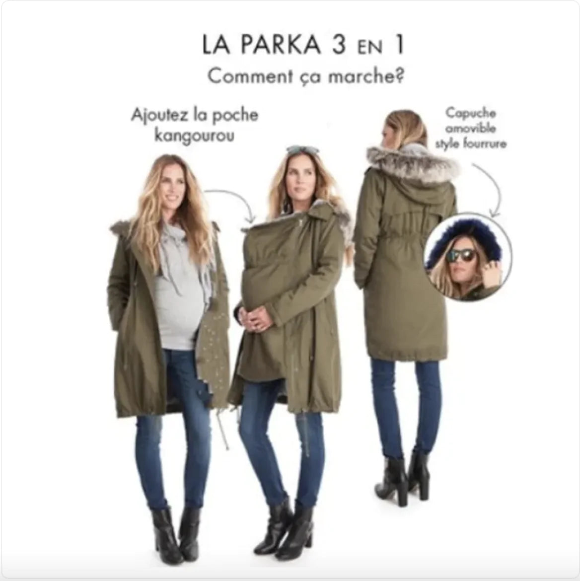 Abrigo de Maternidad con Cuello de Piel