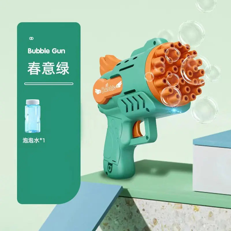 Pistola de Burbujas Eléctrica de 32 Agujeros para Juegos Infantiles y Eventos