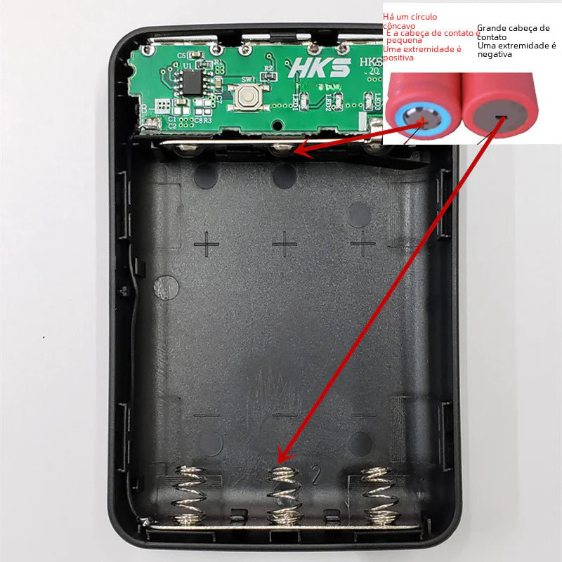 Caja para Banco de Energía 18650 DIY sin Soldadura con 3 Puertos USB