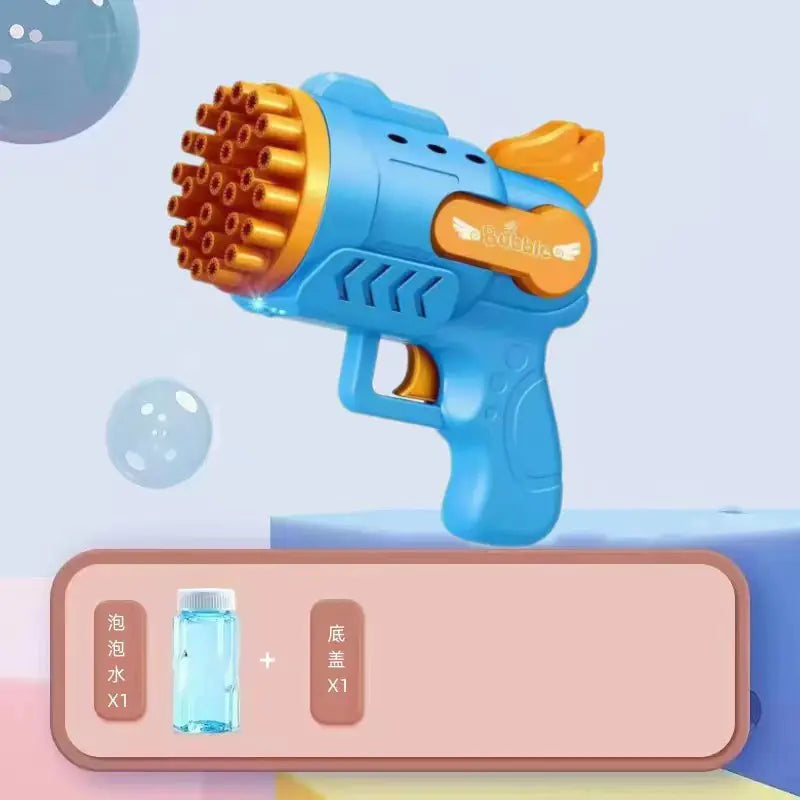 Pistola de Burbujas Eléctrica de 32 Agujeros para Juegos Infantiles y Eventos
