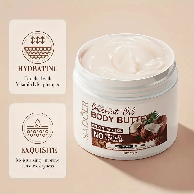 Crema corporal hidratante de coco para el cuidado de la piel seca