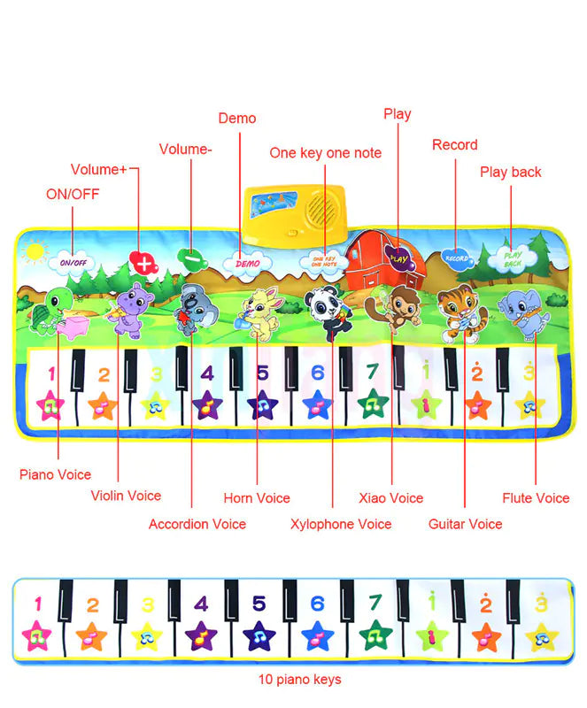 Alfombra Musical Multifuncional para Niños, Verde