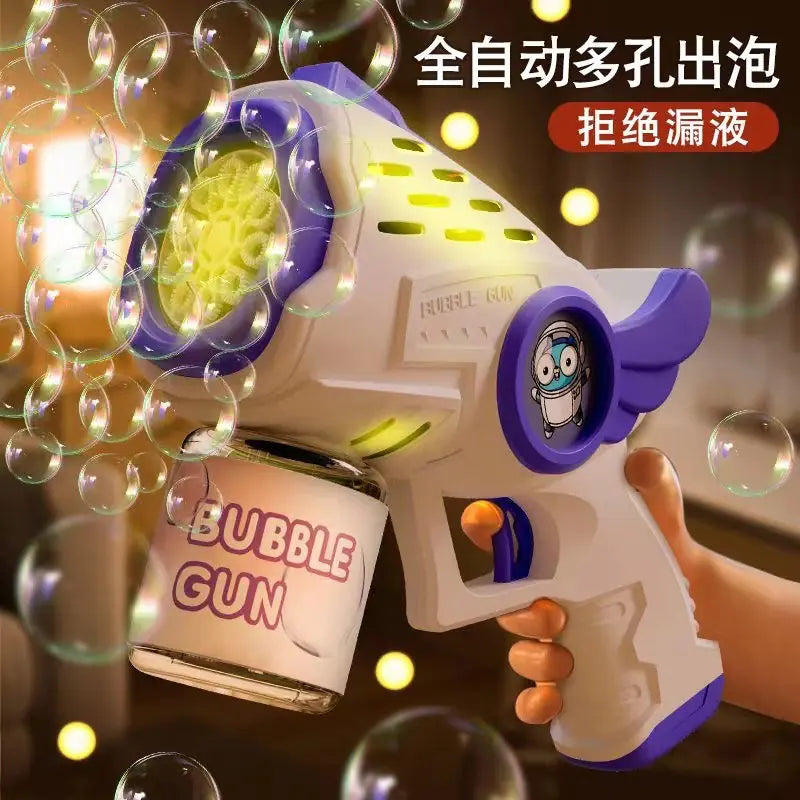 Pistola de Burbujas Eléctrica de 32 Agujeros para Juegos Infantiles y Eventos
