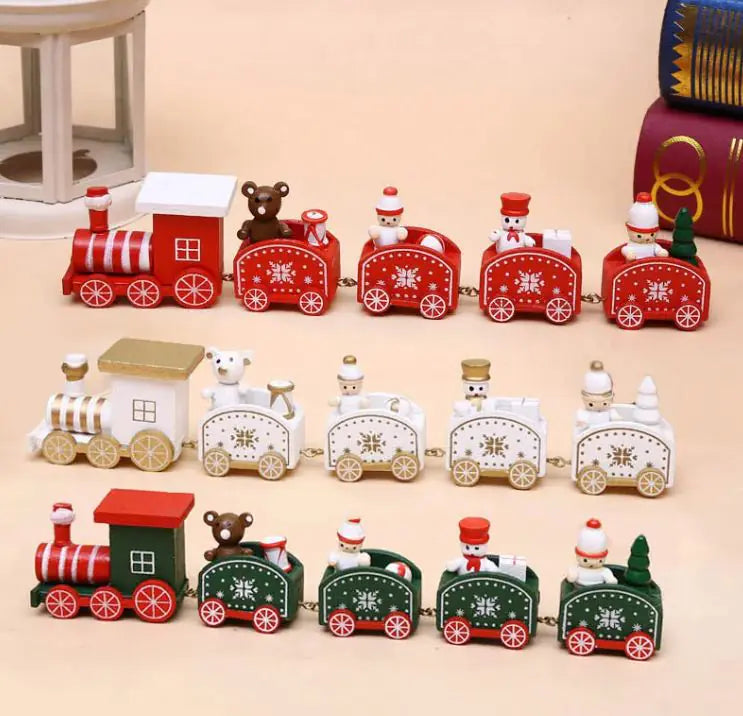Adorno Navideño Tren De Madera Navideño
