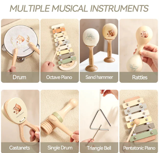 Set de Juguetes Musicales de Madera para Bebés