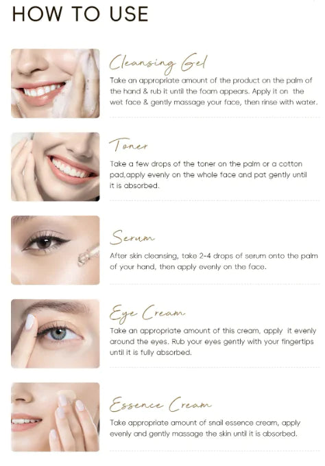 Set de Cuidado de la Piel con Extracto de Caracol, Cinco Piezas para el Rostro