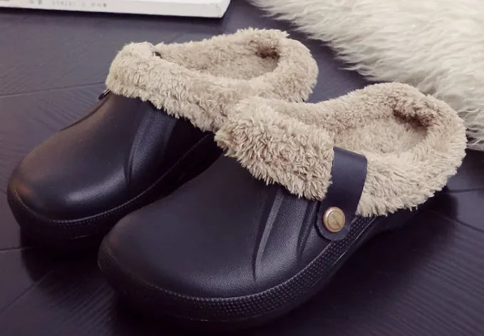 Pantuflas de algodón impermeables para mujer con plataforma de invierno