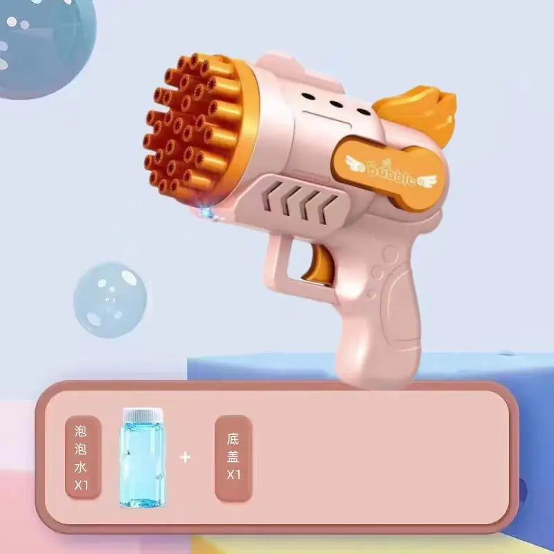 Pistola de Burbujas Eléctrica de 32 Agujeros para Juegos Infantiles y Eventos